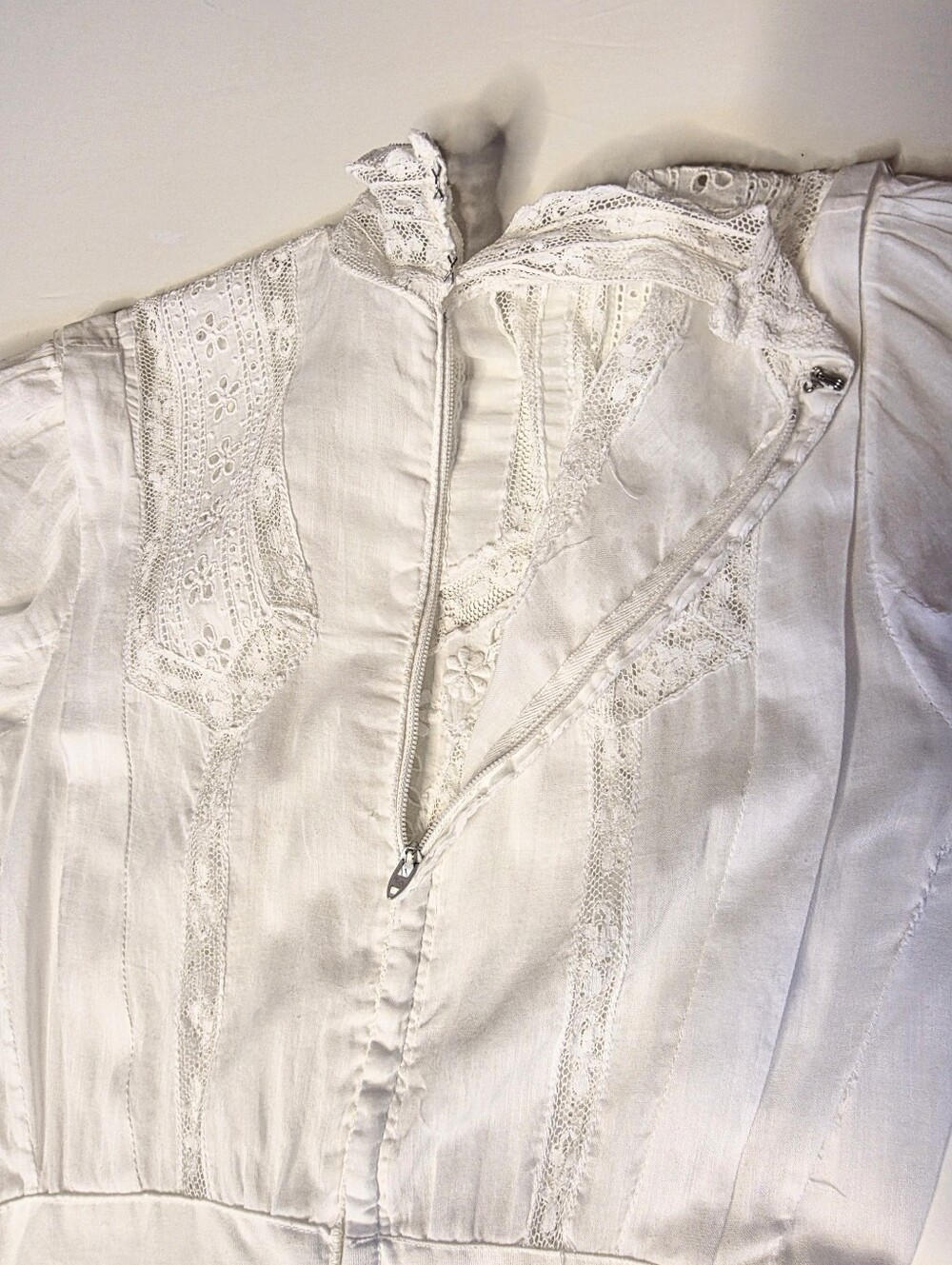 White Eyelet Lace Edwardian Victorian-Inspired Midi Dress - Picture 10 of 11